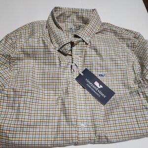Vineyard Vines Kid's Blue and Yellow Check Shirt